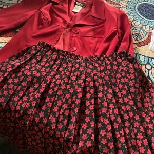 Women’s red jacket and matching skirt set
